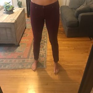 Paige denim skinny jeans in maroon